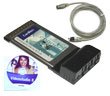 3 Port Firewire PCMCIA Card Cardbus DV iLink with Cable and Ulead Videostudio 8 for Laptop RYOTECH