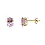 14K Oval 8x6 Pink Amethyst Stud Earring