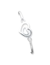 Sterling Silver Heart within a Heart Bangle Bracelet QB408"
