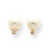 14k .02ct Diamond and Pearl Earrings