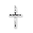 Sterling Silver Enameled Crucifix Pendant with 20 Inch Sterling Silver Chain