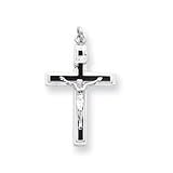 Sterling Silver Enameled Crucifix Pendant with 20 Inch Sterling Silver Chain