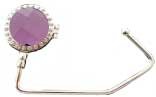 50 Large Purple & 24 small Swarovski Clear Crystals - COMPACT MIRROR Purse Hooks & Black Velvet Pouches