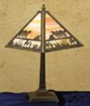 10 Diag Camel Pyramid Shade W/Vasecap-9.5 Deco Mission/6HrpRisr Table Lamps