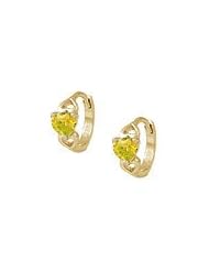 14K Gold Baby Heart November Birthstone Huggie Hoop Earrings For Girls
