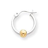 Sardelli - 14k Two-Tone Hoop with Yellow Gold Bead Earrings