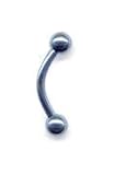 Titanium Curved Barbell in Light Blue. Size is 14 guage by 3/8 in length