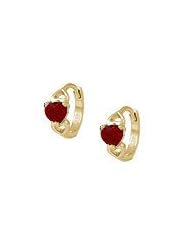 14K Gold Baby Heart January Birthstone Huggie Hoop Earrings For Girls
