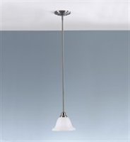 Murray Feiss P1101BS One-Light Garrett Collection Mini Pendant - Brushed Steel with White Alabaster Glass Shade