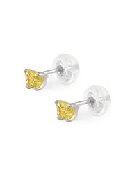 Baby 14K White Gold Citrine C.Z. Butterfly Stud Earrings