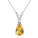 0.02 Cts Diamond & 0.45 Cts Yellow Sapphire Pendant 