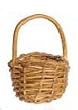 Dollhouse Miniature Brown Basket with Handle