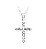 14kt. White Gold, 1/4 ct. tw. Certified Colorless Diamond Cross Pendant