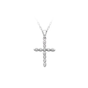 14kt. White Gold, 1 4 ct. tw. Certified Colorless Diamond Cross Pendant by