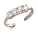 Toe Ring - 14kt White Gold with 4 Cubic Zirconias