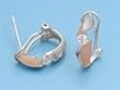 Sterling Silver CZ Huggie Earrings: Two-Toned, Size: 5mm