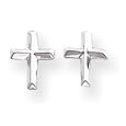 14k White Gold Cross Post Earrings - Measures 7.5x6mm