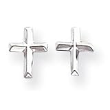 14k White Gold Cross Post Earrings - Measures 7.5x6mm
