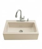 Kohler Apron-Front, Tile-In Kitchen Sink w/ Three-Hole Faucet Drilling K-6546-3-0 White