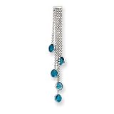 14k White Gold Blue Topaz Dangle Earrings