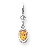 14k Citrine Diamond oval leverback earring XLB106WCI