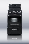 Summit Refrigeration REX204BL - 20-in Range w/ Ceramic Cooktop & Digital Clock/Timer, Jet Black