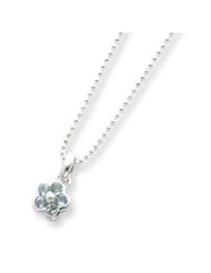 Sterling Silver Blue Topaz Flower Pendant w/ 16" Chain