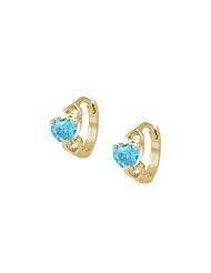 14K Gold Baby Heart December Birthstone Huggie Hoop Earrings For Girls