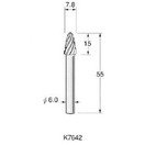 リューター 軽合金用超硬カッター スパイラルカット K7642