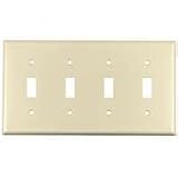 Four Gang Toggle Switch Plate, Almond
