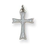 Sterling Silver White Enameled Cross with 20 Inch Sterling Silver Chain
