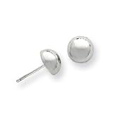 14k White Gold 8mm Half Ball Post Earrings