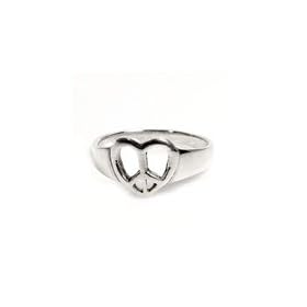 STERLING SILVER HEART PEACE SIGN RING