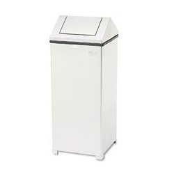 Click here to buy Trash Container, w Liner, 24-Gallon, 14 sq. x 35-1 2H, Stainless Steel URIT1424SSPL by United Receptacle.