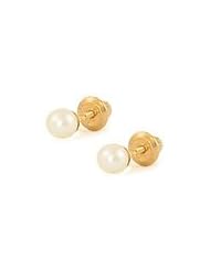 Childrens Jewelry - 14K Gold Cultured Pearl Screw Back Earrings