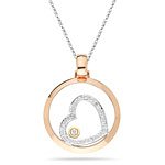 0.07 Ct Diamond Circle Heart Pendant in 18K Three Tone Gold