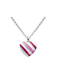 12-14 in Silver Enamel Stripe Candy Heart Children Necklace For Girls