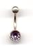 Titanium Aztec Gold Jeweled Navel Bar with a Light Amethyst Swarovski stone in 14 gauge by 1/2