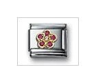 Flower D Red w/ Yellow Center Classic CZ, Italian Charm by Nomination Charms