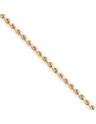 10k Gold 2.5mm Handmade Diamond-cut Rope Chain 8 Inches