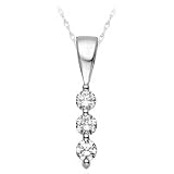 Certified, 14kt. White Gold, 1/4 ct. tw. Colorless Three Diamond Pendant