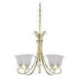 Sea Gull Lighting 31361-965 Five-Light Rialto Chandelier with Etched White Alabaster Glass Shades, Antique Brushed Nickel Finish
