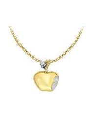 14K Yellow Gold Snow White Diamond Poison Apple Girls Necklace (14"-16")