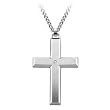 Men's Stainless Steel Cross Pendant with Diamond Accent