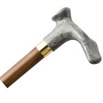 Wood cane - With Contour Grip. Walnut stain Grey Left Handle, this cane is designed to fit the hand like a glove for its palm grip handle. This cane and walking stick is very secure and comfortable and has a weight capacity of 250 pounds. This ergonomic wood cane is ideal for arthritis sufferers. It