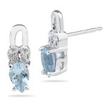 0.01 Cts Diamond & 0.60 Cts Aquamarine Earrings in 14K White Gold