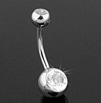 Double CZ Swarovski Gem Belly Navel Piercing Bar Body Jewelry
