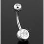 Double Cz Swarovski Gem Belly Navel piercing bar body jewelry
