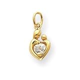 14k Heart Shaped .28WT Mother & Child Pendant