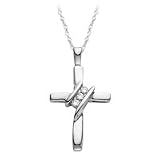 10kt. White Gold, .06 ct. tw. Diamond Fashion Cross Pendant